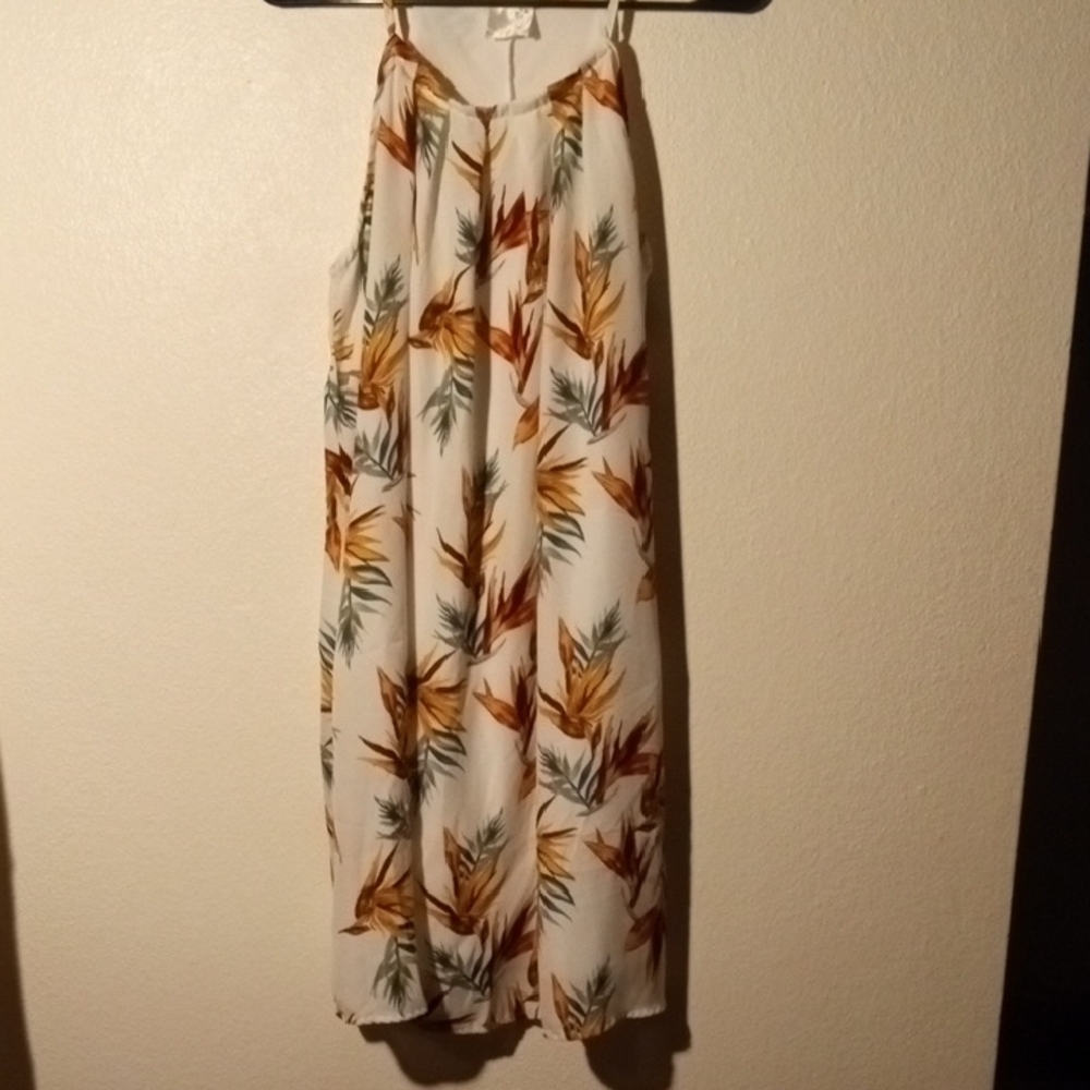 White and Orange Midi Dress for Resort Wear